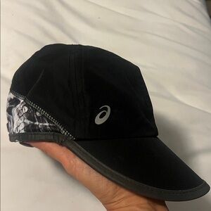 Asics Black Running Cap with Logo Accent Adjustable Strap